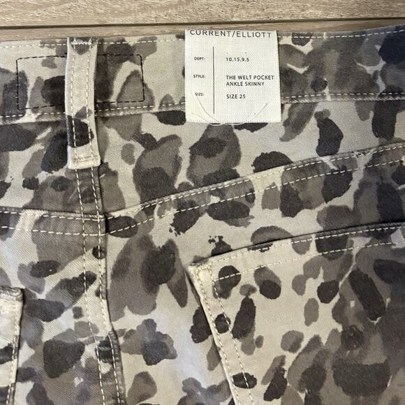 NWT Current/Elliott Jeans Gray Leopard Print Ankle Skinny Women 25 Stretch Denim - Picture 8 of 10